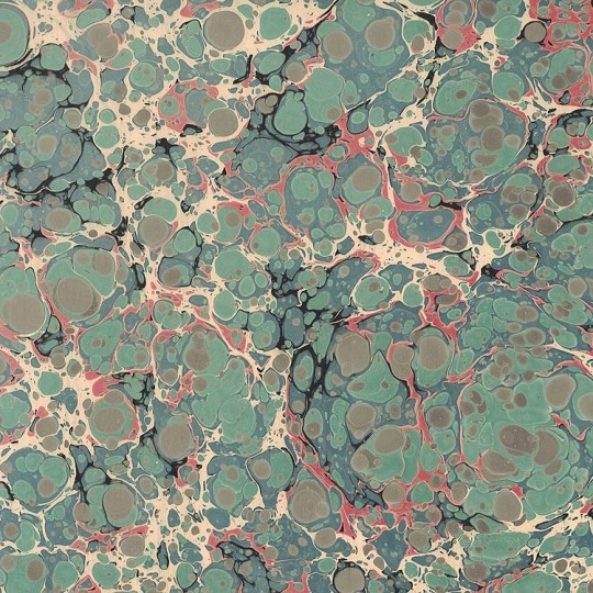 Hand Marbled Paper Stone Marble Pattern in Green and Red ~ Berretti Marbled Arts